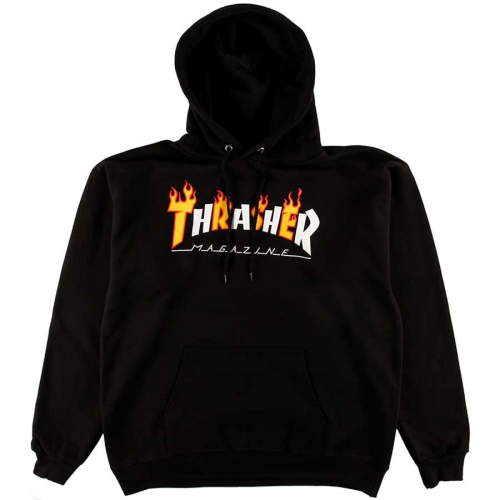 THRASHER SWEAT FLAME MAG HOOD BLACK