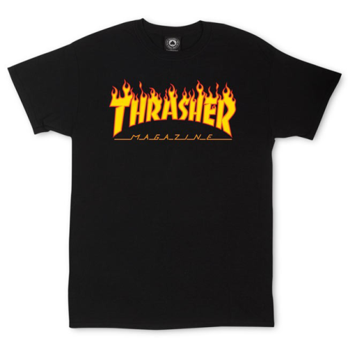 THRASHER T-SHIRT FLAME LOGO BLACK